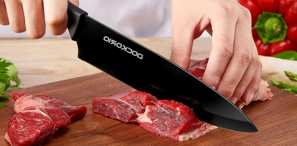 Kitchen Knife Set with Block, 19 PCS High Carbon Stainless Steel Sharp includes Serrated Steak Knives Set, Chef Knives, Bread Knife, Scissor, Sharpener, all in one